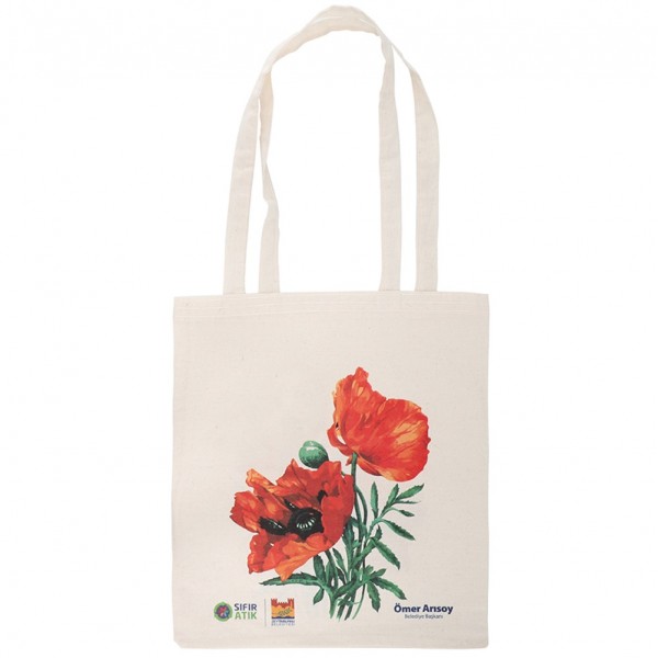 Ofset baskılı körüksüz ham bez çanta