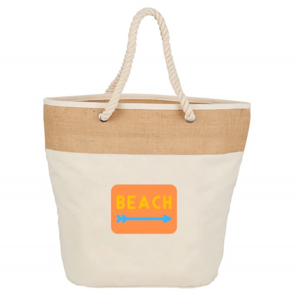Örgü İpli Kanvas Plaj Çantası