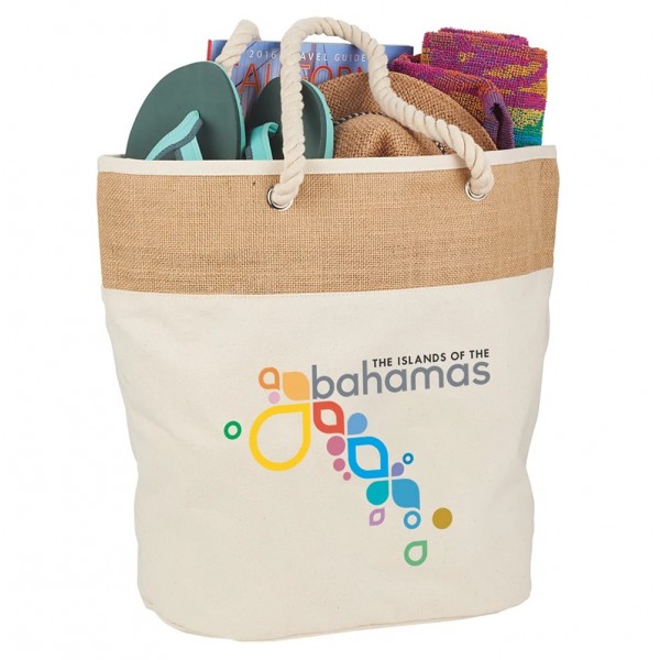 Örgü İpli Kanvas Plaj Çantası